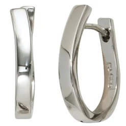 Ohrringe Creolen Creole 16,5mm aus 925 Silber rhodiniert Klappmechanik