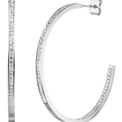Ohrringe Creolen Halbcreolen 42,5x2,3mm aus Edelstahl mit 134 Kristallsteinen