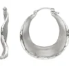 Ohrringe Creolen Ø 22,7mm aus 925 Silber rhodiniert mattiert gewellt