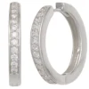 Ohrringe Creolen 20,7mm rund 925 Silber glänzend Zirkonia Klappcreolen