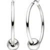 Ohrringe Creolen 35,6mm Silbercreolen Ohrschmuck mit Kugeln, 925 Silber
