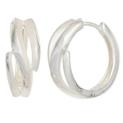 Ohrringe Creolen 17,5mm 925 Silber glänzend teilmatt Ohrschmuck Damen