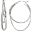 Ohrringe Creolen 35,7mm 925 Silber mattiert Ohrschmuck Glitzereffekt