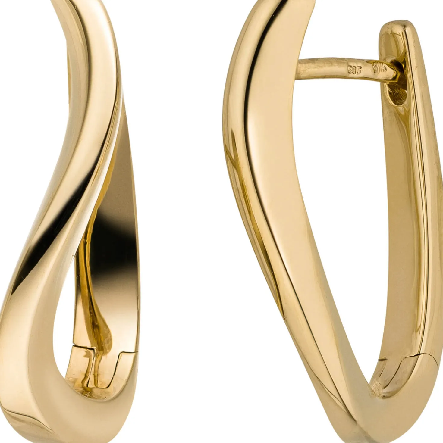 Ohrringe Creolen 20,6x2,7mm aus 585 Gold Gelbgold schlicht gewellt glänzend