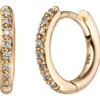 Ohrringe Creolen 12,1x1,7mm 585 Gold Gelbgold 16 Diamanten 0,08 Ct