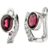 Ohrringe Creolen 8,4x13,1mm mit Granat rot oval & Zirkonia weiß 925 Silber