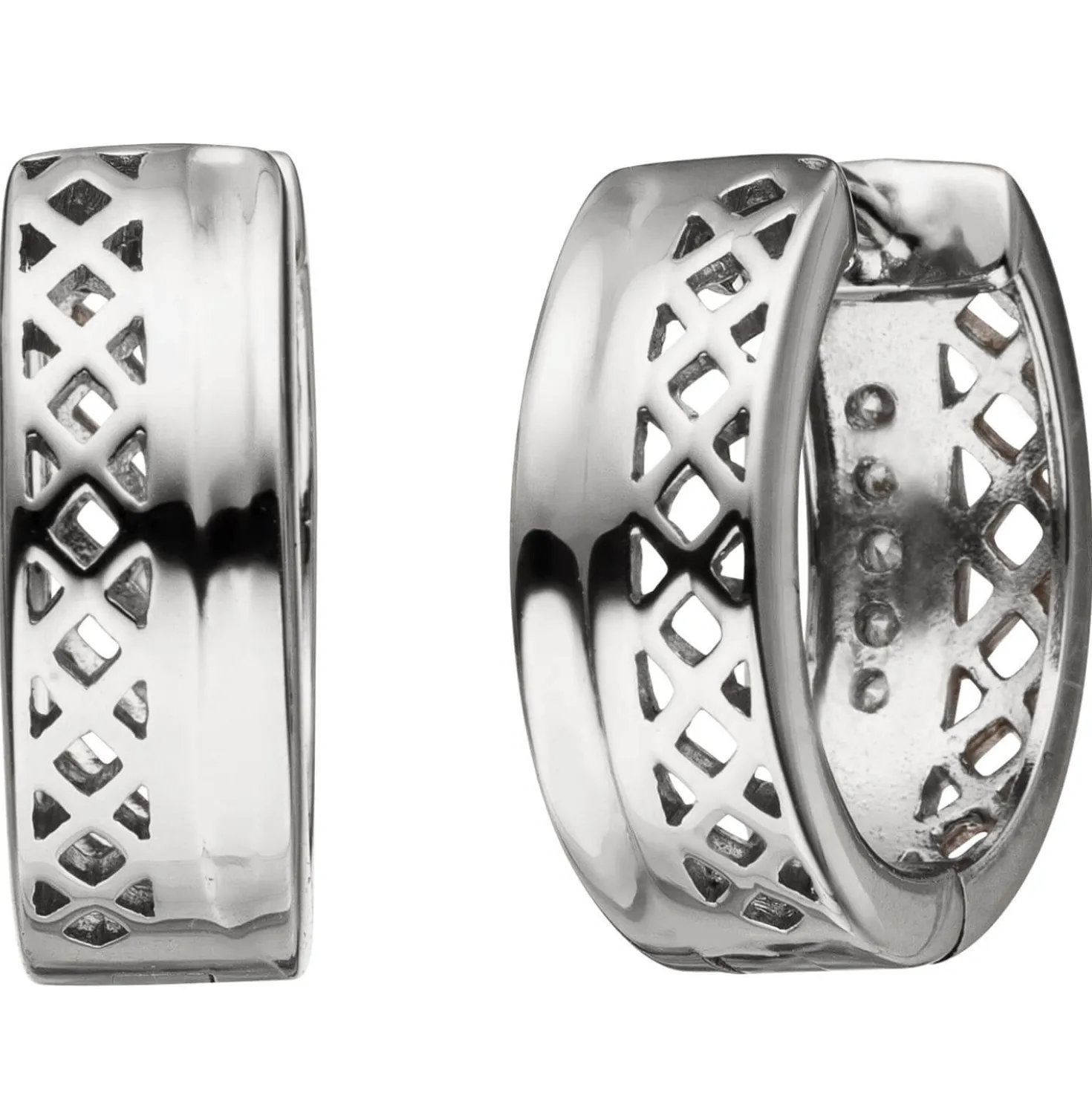 Ohrringe Creolen 15,6x5,1mm mit 10 Zirkonia weiß 925 Silber vergoldet bicolor