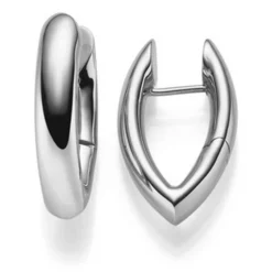 Ohrringe Creolen 28x6mm Ohrschmuck aus 750 Gold Weißgold spitzoval glänzend