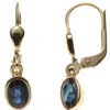 Ohrringe 585 Gold Gelbgold blaue Safire Saphire oval Ohrhänger Boutons