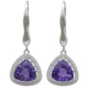 Ohrringe Ohrhänger Amethyst lila violett & Zirkonia rundum 925 Silber Damen
