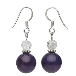 Ohrringe Ohrhänger aus Amethyst & Bergkristall, 925 Silber