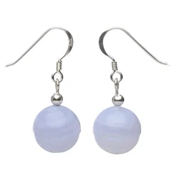 Ohrringe Ohrhänger aus echtem Chalzedon Bandachat& 925er Silber, Ø12mm Damen