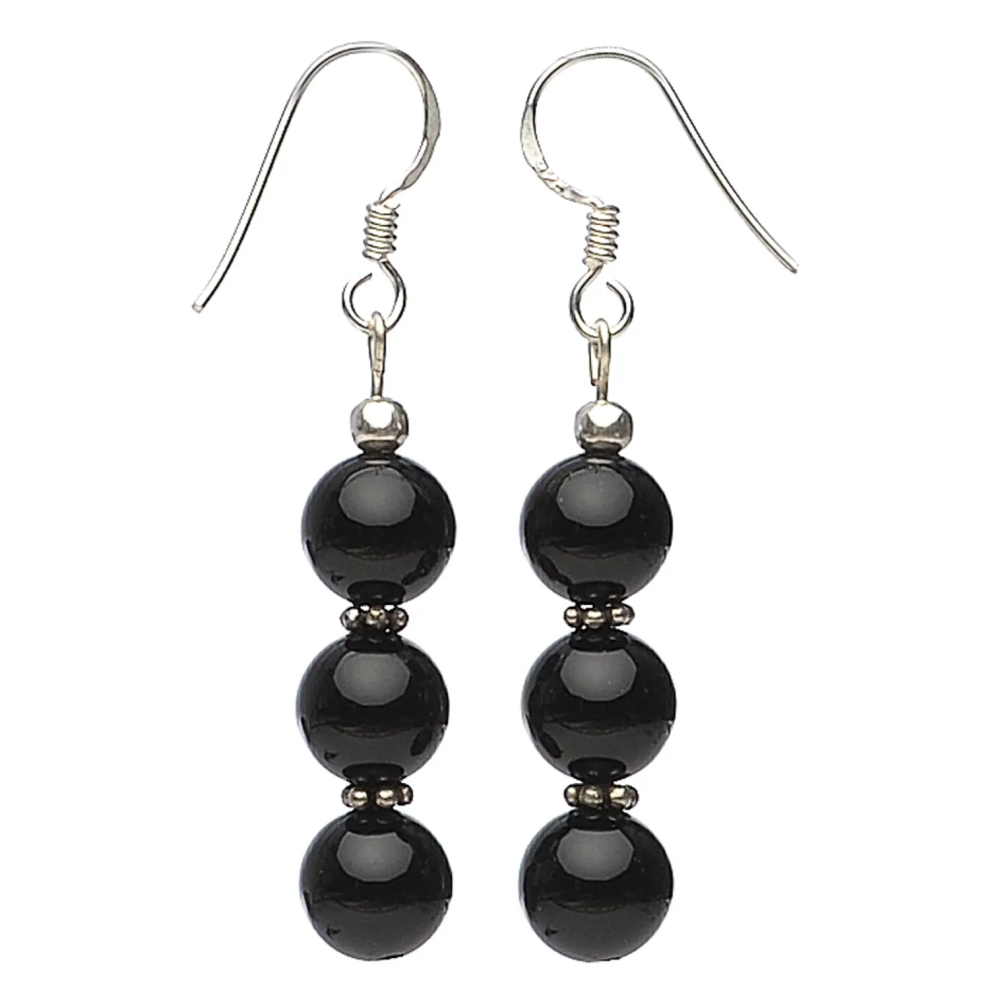 Ohrringe Ohrhänger aus echtem Onyx & 925 Silber