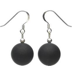 Ohrringe Ohrhänger aus Onyx & 925 Silber, schwarz, matt, Ohrschmuck