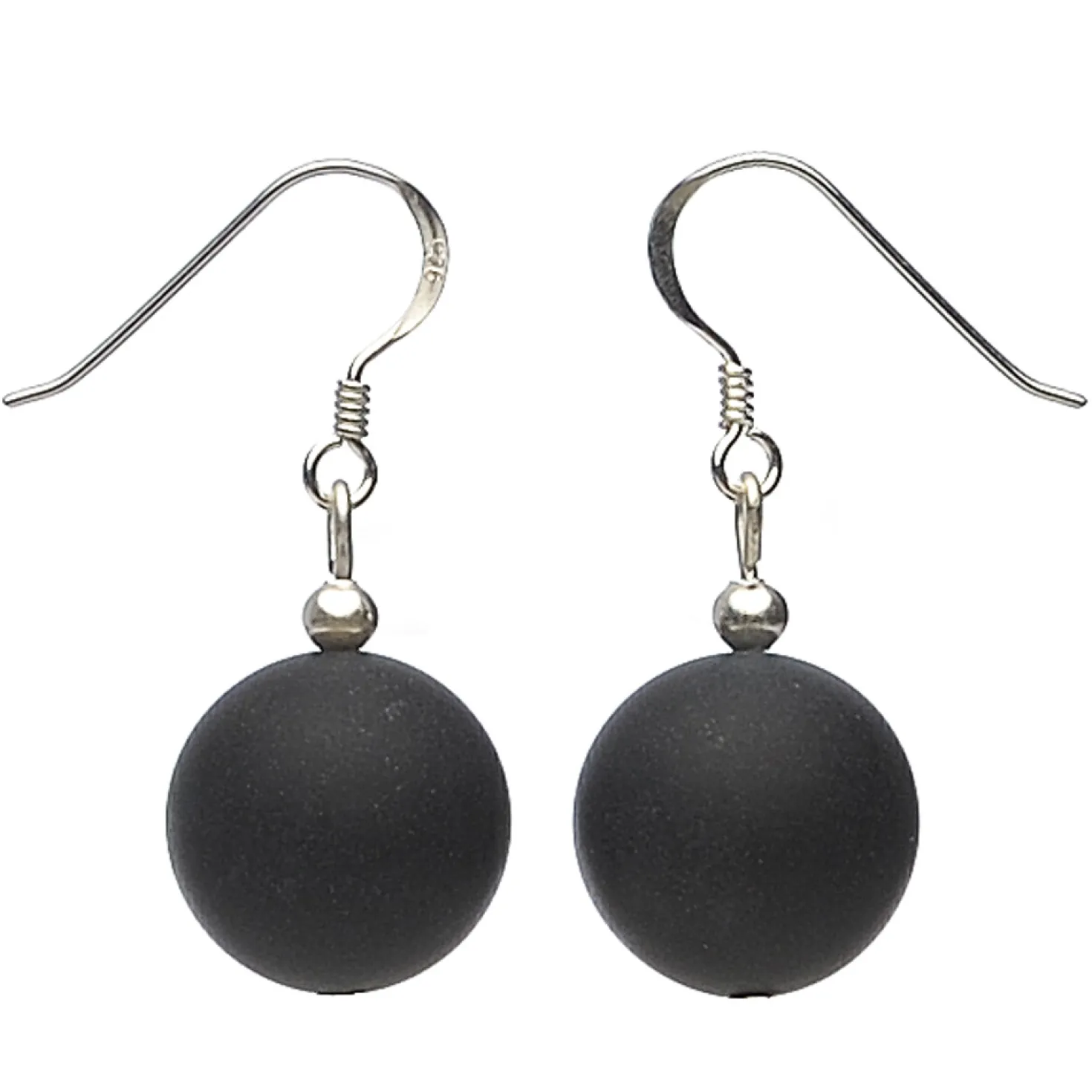 Ohrringe Ohrhänger aus Onyx & 925 Silber, schwarz, matt, Ohrschmuck