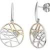 Ohrringe Ohrhänger aus 925 Silber bicolor vergoldet Ø17,9mm mit 10 Zirkonia