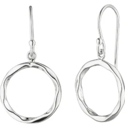 Ohrringe Ohrhänger Kreise rund aus 925 Silber rhodiniert Ohrhaken 30,4x16,7mm