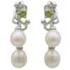 Ohrringe Ohrhänger mit Stecker Süßwasser Perlen & Peridot 925 Silber Damen
