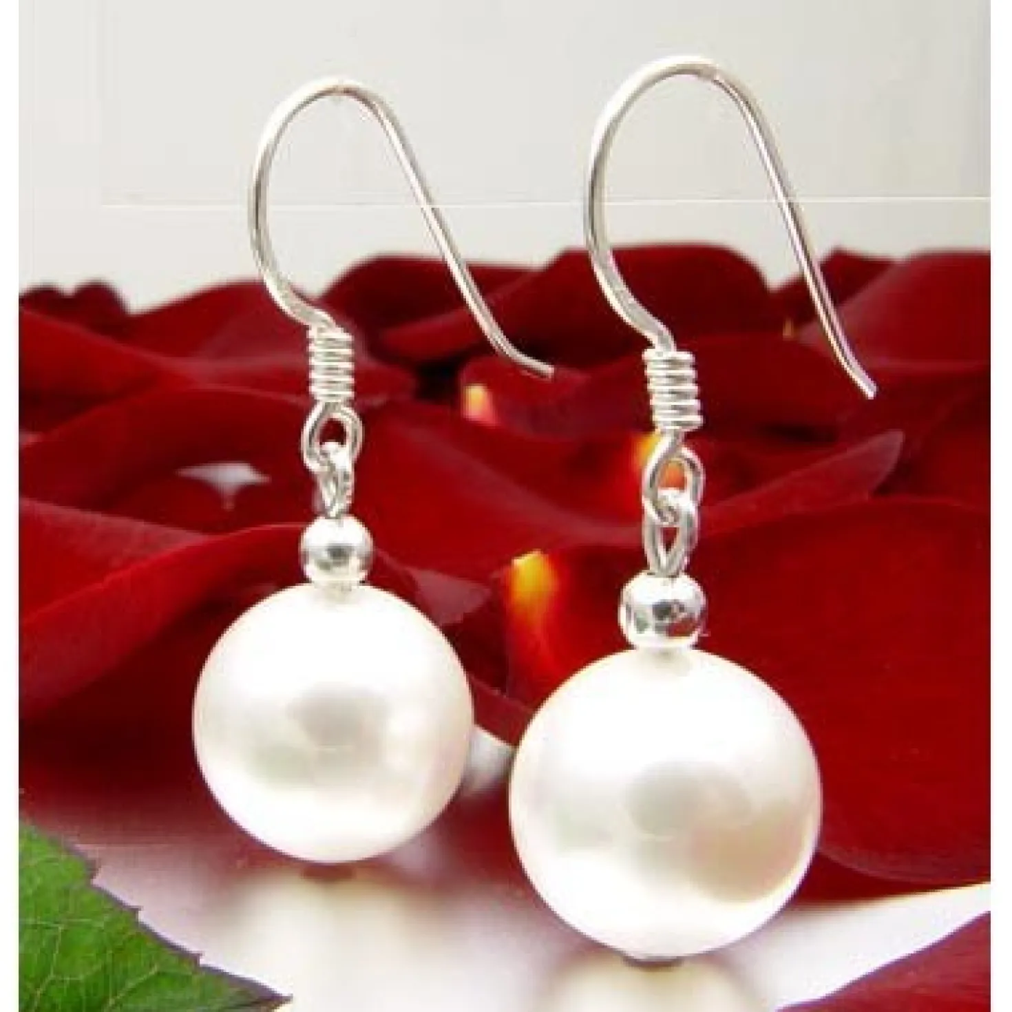 Ohrringe Ohrhänger Muschelkernperlen 10mm & 925 Silber weiß Ohrschmuck