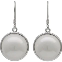 Ohrringe Ohrhänger Perle Muschelkernperle weiß rund schlicht 925 Silber Damen