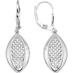 Ohrringe Ohrhänger spitzoval 36,8x11,4mm 925 Silber rhodiniert mit 78 Zirkonia