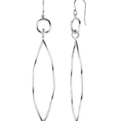 Ohrringe Ohrhänger spitzoval aus 925 rhodiniert Silber Ohrhaken 87x16,7mm Damen