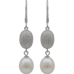 Ohrringe Ohrhänger Süßwasser Zuchtperlen & Zirkonia weiß 925 Silber Damen