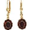 Ohrringe Ohrhänger 9,4x28,7mm Boutons Granat rot dunkelrot 375 Gold Gelbgold