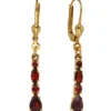 Ohrringe Ohrhänger 4,2x34,9mm Boutons mit Granat dunkelrot 375 Gold Gelbgold