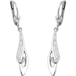 Ohrringe Ohrhänger 42x7mm Brisur gemustert rhodiniert 925 Silber Damen