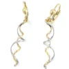 Ohrringe Ohrhänger 45x7mm mit Brisur Spiral bicolor 375 Gold Ohrschmuck Damen