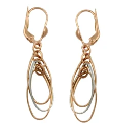 Ohrringe Ohrhänger 43x8mm mit Brisur jeweils 3 Ovale 375 Gold Gelbgold Rotgold