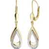 Ohrringe Ohrhänger 7,4x32,8mm mit Diamanten 0.06Ct & 585 Gelbgold Weißgold
