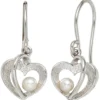 Ohrringe Ohrhänger 11,2x24,8mm Ohrhaken Herzen 925 Silber Süßwasser Perlen weiß