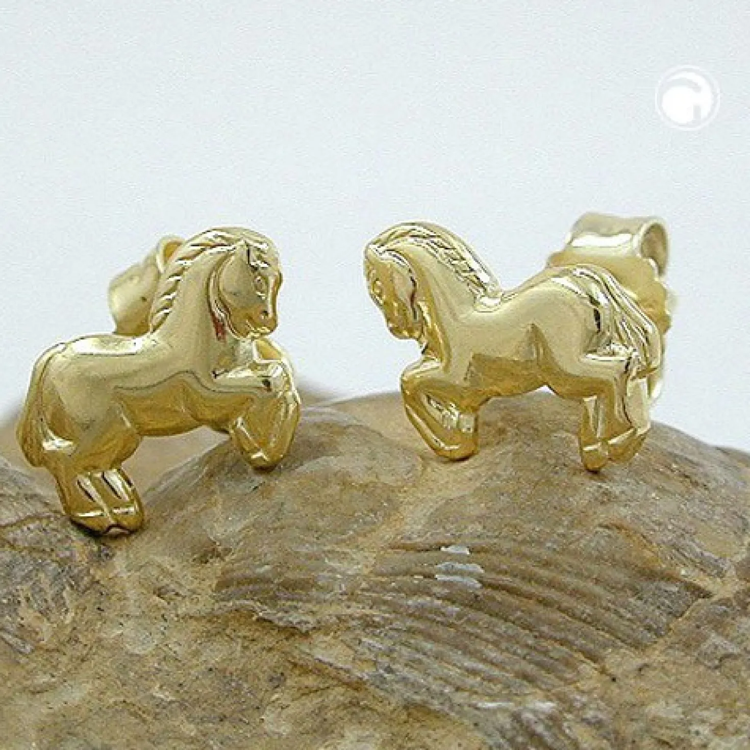 Ohrringe Ohrstecker Pferde Pferd aus Gelbgold NEU Ohrschmuck Goldohrstecker