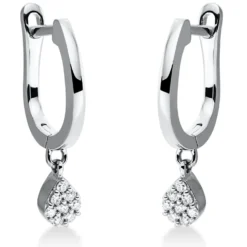 Ohrschmuck aus 750 Gold Weißgold 16 Diamanten 0,08ct TW-SI 20,2x10,7mm
