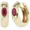 Ohrschmuck Creolen 5mm Klappcreolen Rubine & 585 Gold Gelbgold Damen