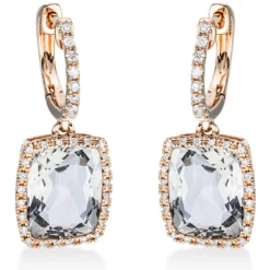 Ohrschmuck Ohrhänger 750 Rotgold 2 Amethyste 6ct grün 64 Brillanten 0,26ct TW-SI
