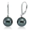 Ohrschmuck Ohrringe aus 750 Weißgold 2 Tahiti-Perlen 10mm dunkel mit Brillanten