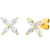 Ohrstecker aus 750 Gelbgold 8 Diamanten Navette-Schliff 0,58ct TW-VSI 7,6x7,6mm