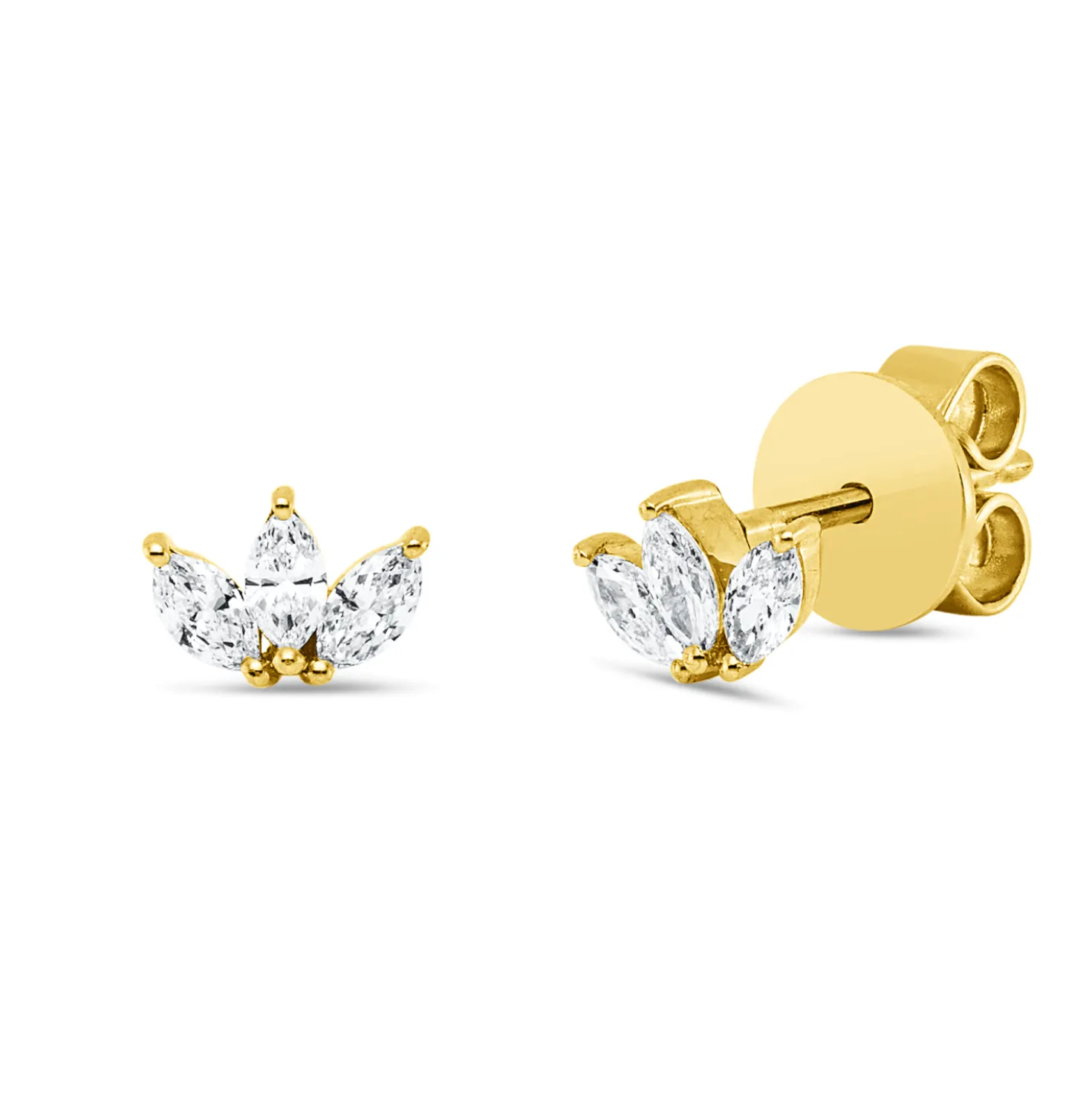 Ohrstecker aus 750 Gelbgold 6 Diamanten Navette-Schliff 0,21ct TW-SI 4,2x5,9mm