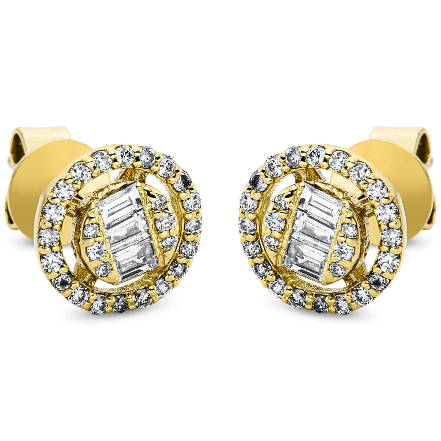 Ohrstecker aus 750 Gelbgold 58 Diamanten Fanatsy-Schliff 0,4ct TW-SI Ø7,8mm