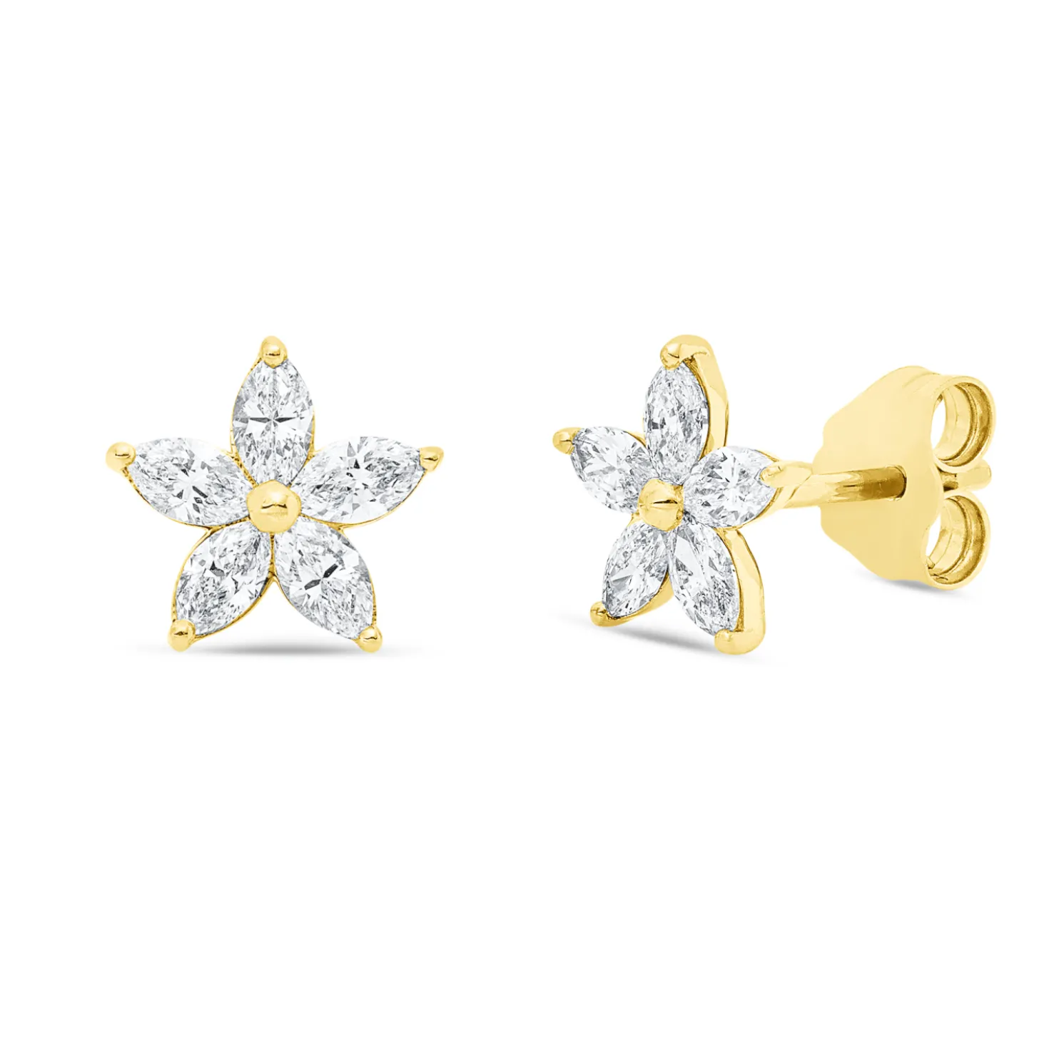 Ohrstecker aus 750 Gelbgold 10 Diamanten Navette-Schliff 0,5ct TW-SI 8x8,3mm