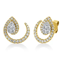 Ohrstecker aus 750 Gelbgold 84 Diamanten 1ct TW-SI 15,3x15,4mm Fassung rhodiniert