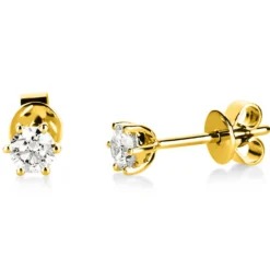 Ohrstecker aus 585 Gold Gelbgold mit 2 Diamanten Brillanten 0,40 Ct. 6er-Krappe