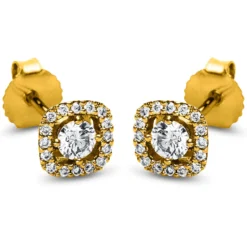 Ohrstecker aus 750 Gold Gelbgold 34 Diamanten 0,37ct TW-SI 6,2x6,2mm 4er-Krappe