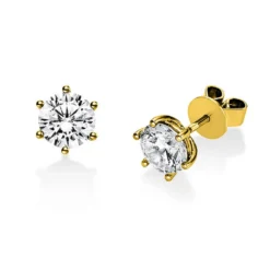 Ohrstecker aus 750 Gold Gelbgold mit 2 Diamanten Brillanten 2,00 Ct. 6er-Krappe