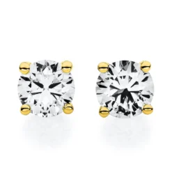 Ohrstecker aus 750 Gold Gelbgold mit 2 Diamanten Brillanten 0,30 Ct. 4er-Krappe
