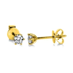 Ohrstecker aus 585 Gold Gelbgold mit 2 Diamanten Brillanten 0,60 Ct. 6er-Krappe
