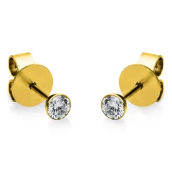 Ohrstecker aus 750 Gold Gelbgold mit 2 Diamanten Brillanten 0,20 Ct. Zarge